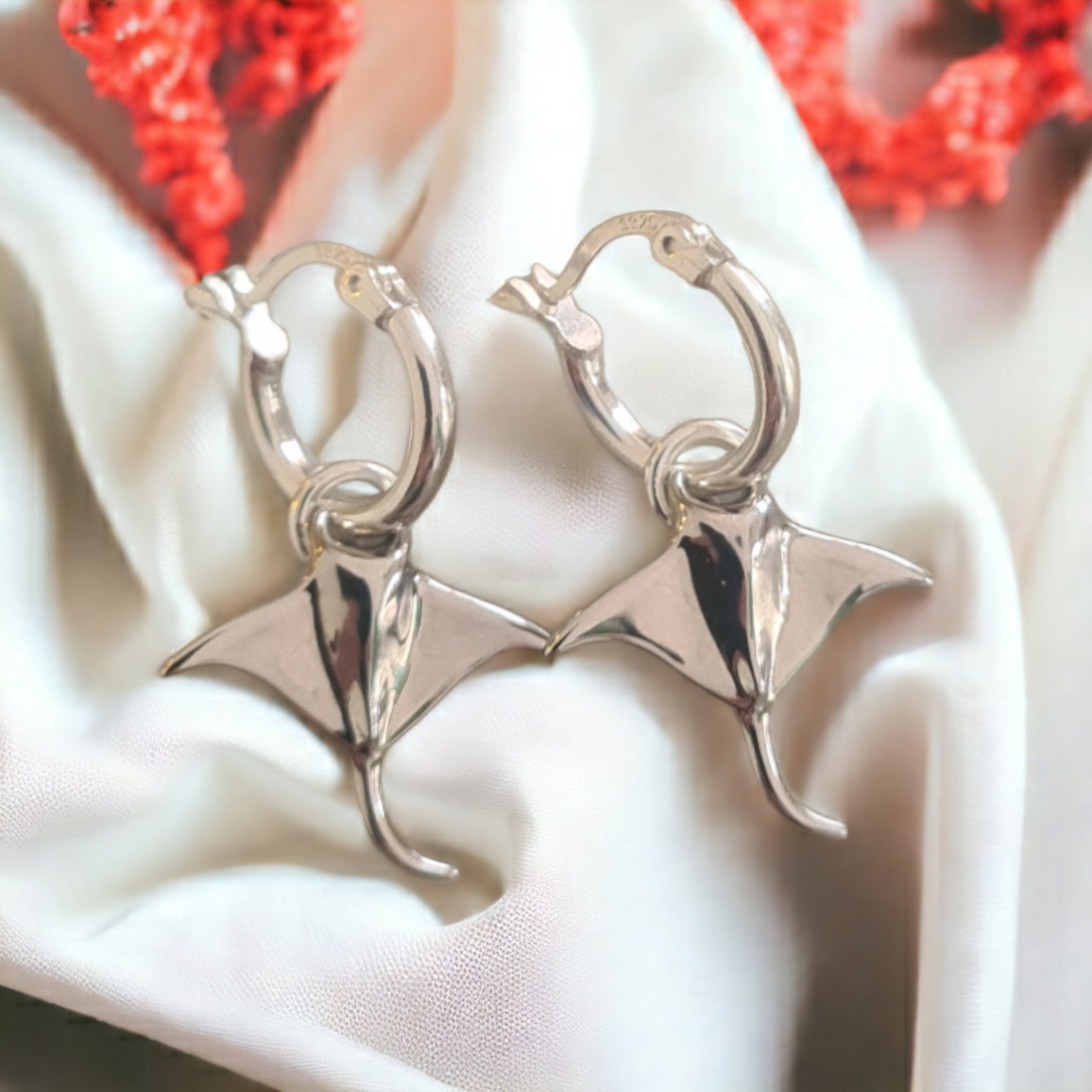 Ningaloo Mantaray Sterling Silver Earrings