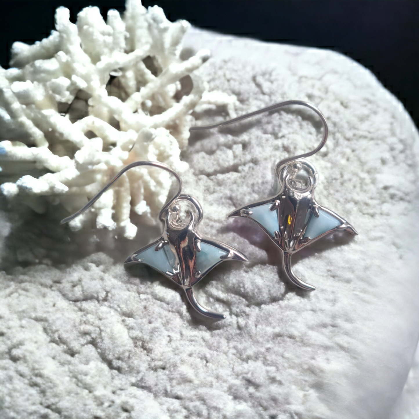 Ningaloo Blue Mantaray Sterling Silver Earrings
