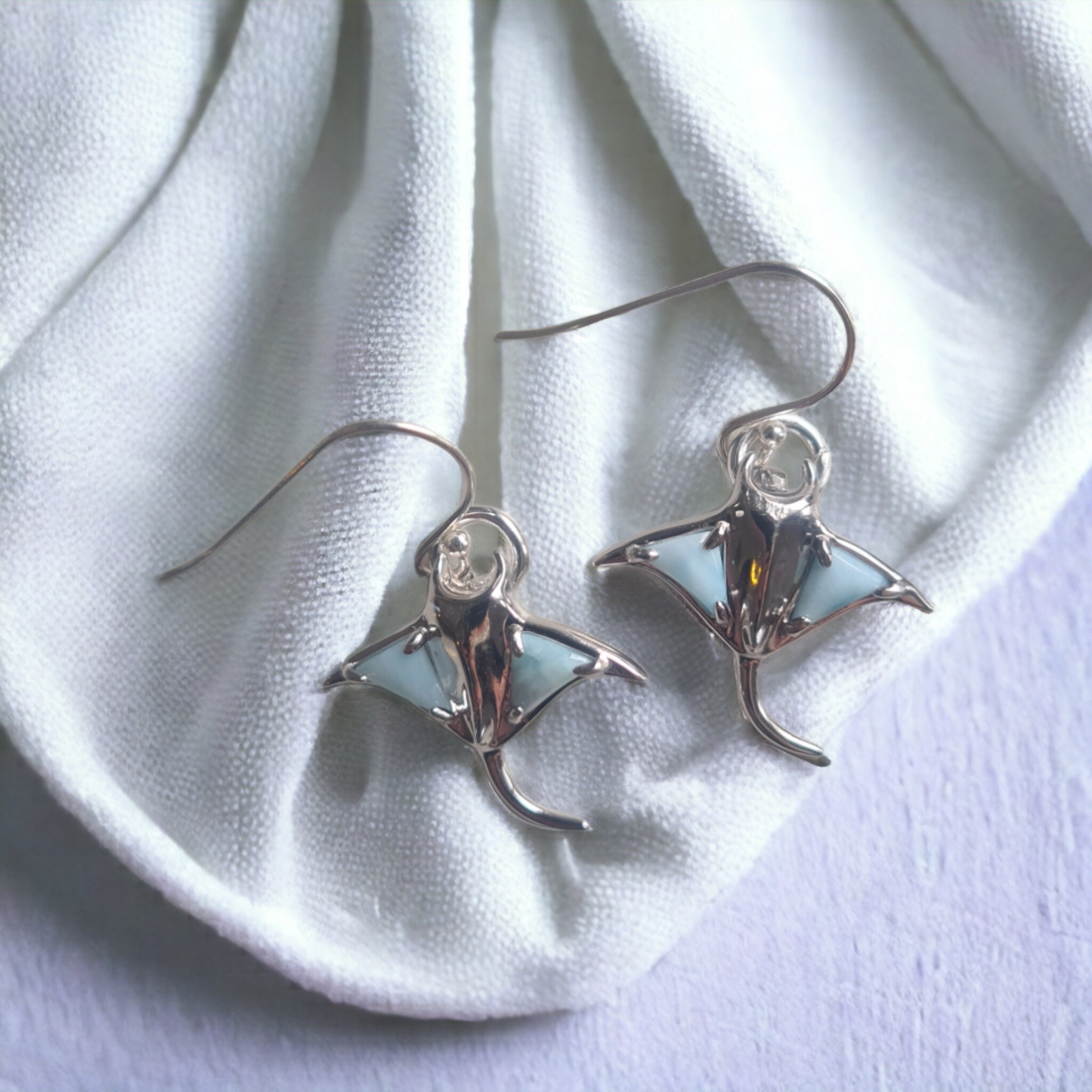 Ningaloo Blue Mantaray Sterling Silver Earrings