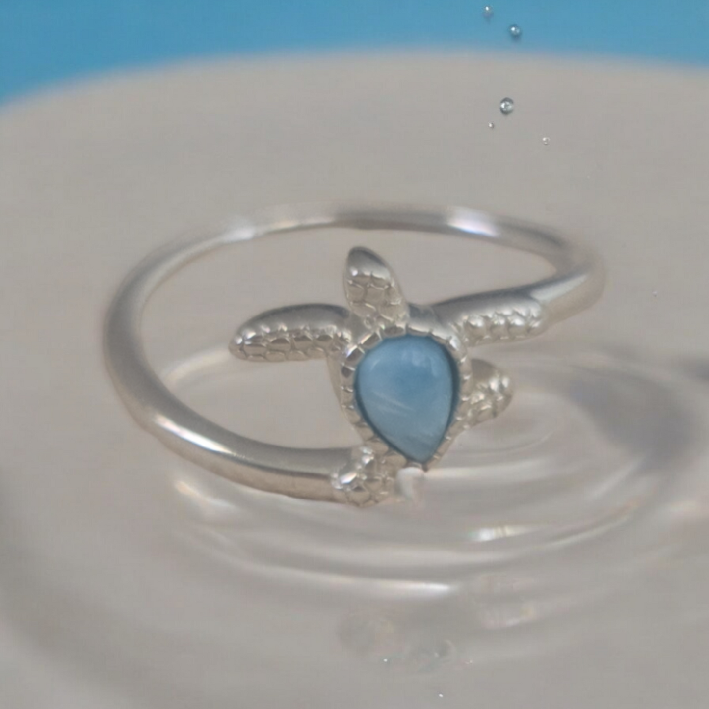 Dunes Turtle Larimar Ring