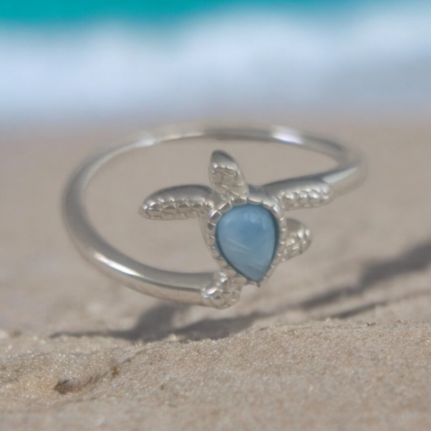 Dunes Turtle Larimar Ring