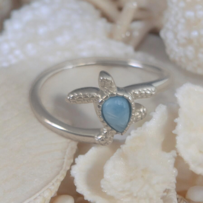 Dunes Turtle Larimar Ring