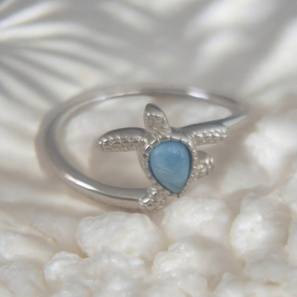 Dunes Turtle Larimar Ring