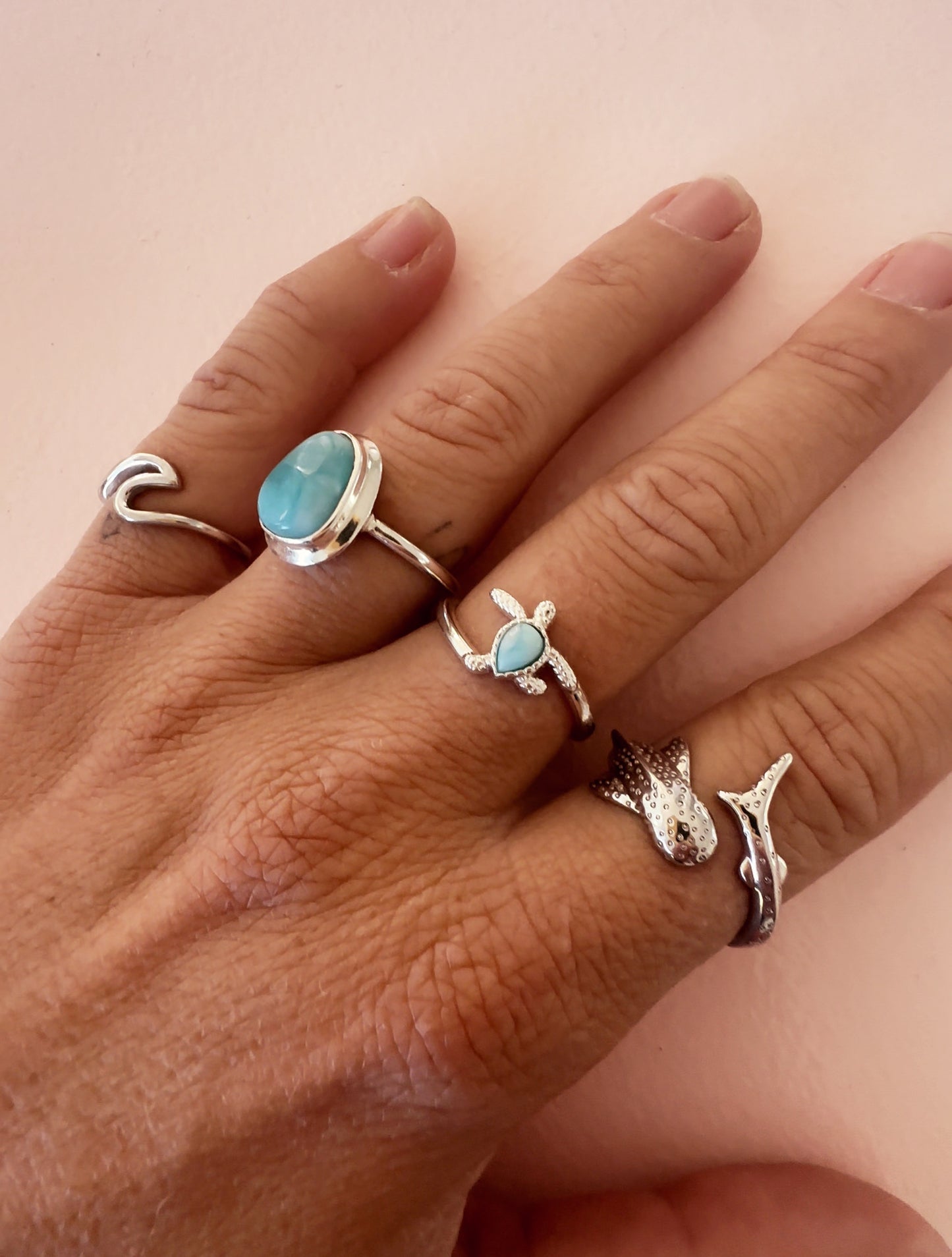 Dunes Turtle Larimar Ring