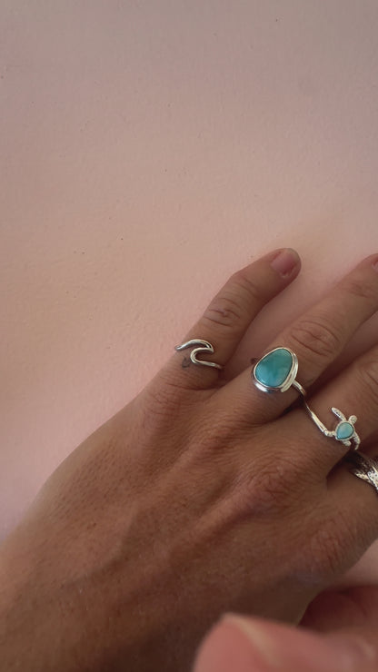 Dunes Turtle Larimar Ring