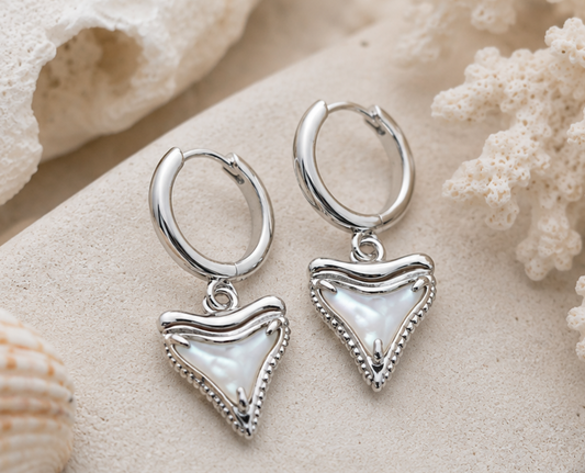 Ningaloo Shark Tooth Huggies Silver