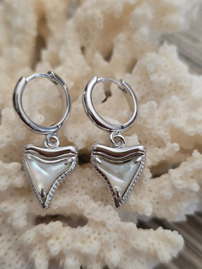 Ningaloo Shark Tooth Huggies Silver