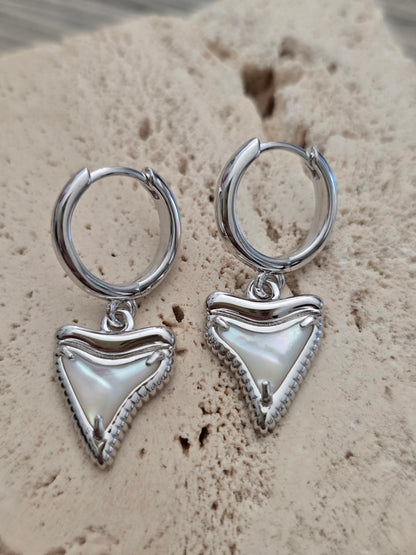 Ningaloo Shark Tooth Huggies Silver